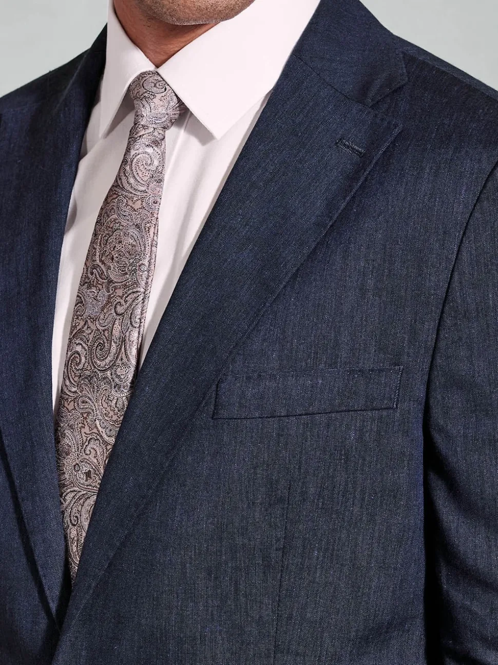 Brook Taverner Blue Linen Blend Mixer Suit Jacket