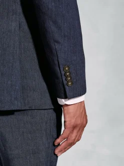 Brook Taverner Blue Linen Blend Mixer Suit Jacket