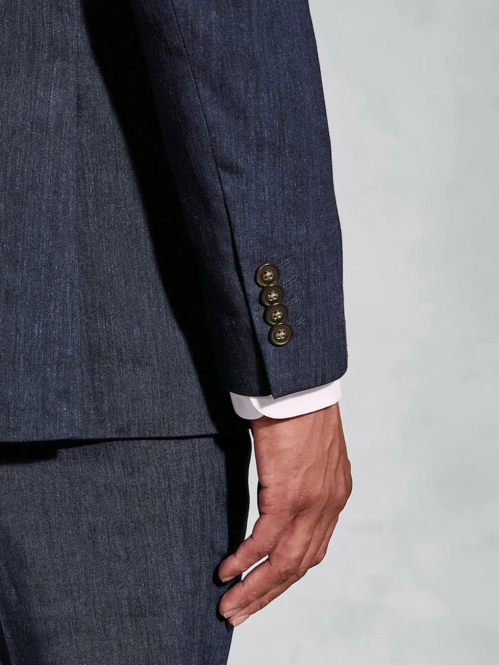 Brook Taverner Blue Linen Blend Mixer Suit Jacket