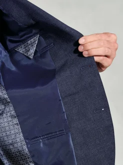 Brook Taverner Blue Linen Blend Mixer Suit Jacket