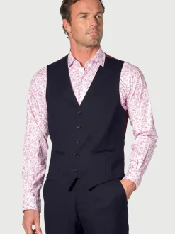 Brook Taverner Blue Wool Blend Suit Waistcoat