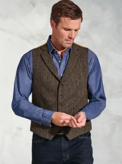 Brook Taverner Brown Harris Tweed Herringbone Waistcoat