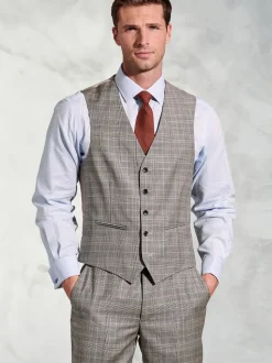 Brook Taverner Brown Wool POW Check Suit Waistcoat