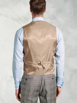 Brook Taverner Brown Wool POW Check Suit Waistcoat