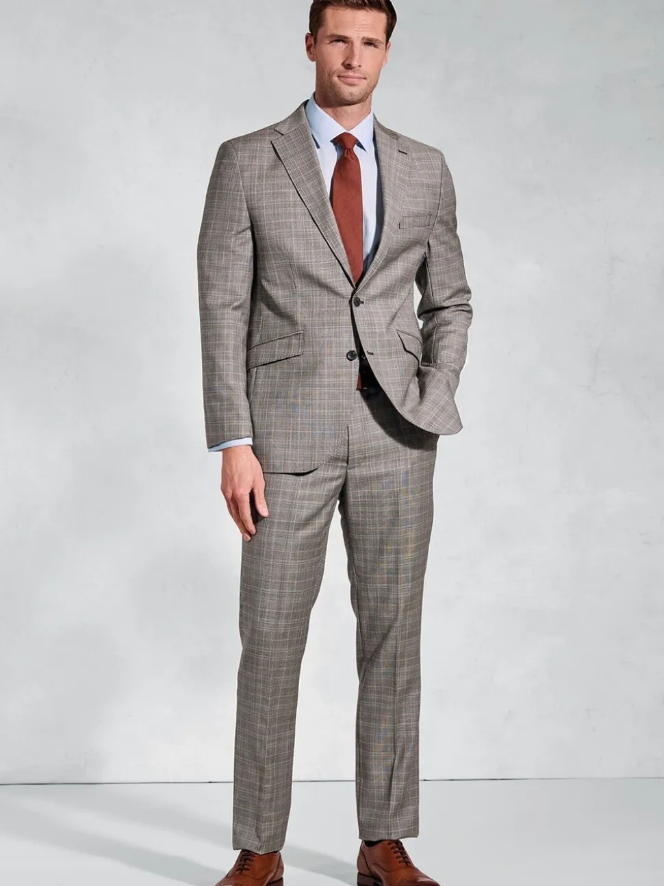 Brook Taverner Brown Wool POW Check Suit Jacket