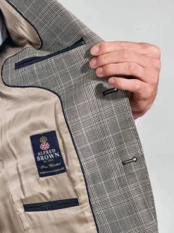 Brook Taverner Brown Wool POW Check Suit Jacket