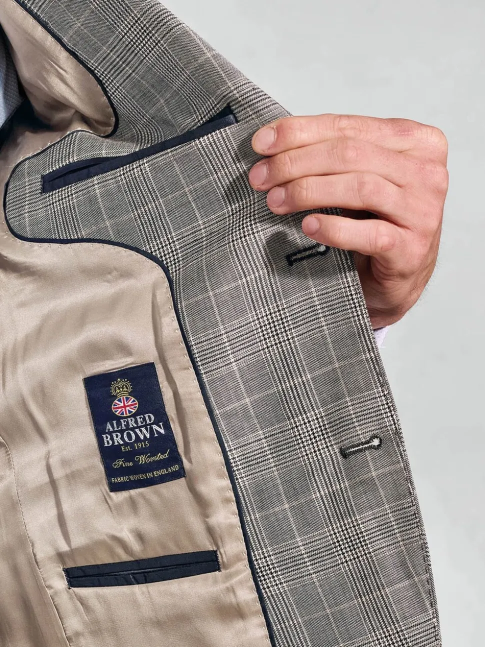 Brook Taverner Brown Wool POW Check Suit Jacket
