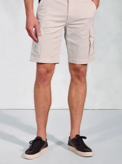 Brook Taverner Cream Cotton Stretch Cargo Shorts