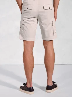 Brook Taverner Cream Cotton Stretch Cargo Shorts