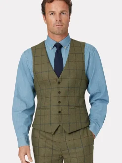 Brook Taverner Green Check Wool Suit Waistcoat