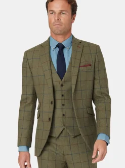 Brook Taverner Green Check Wool Suit Jacket