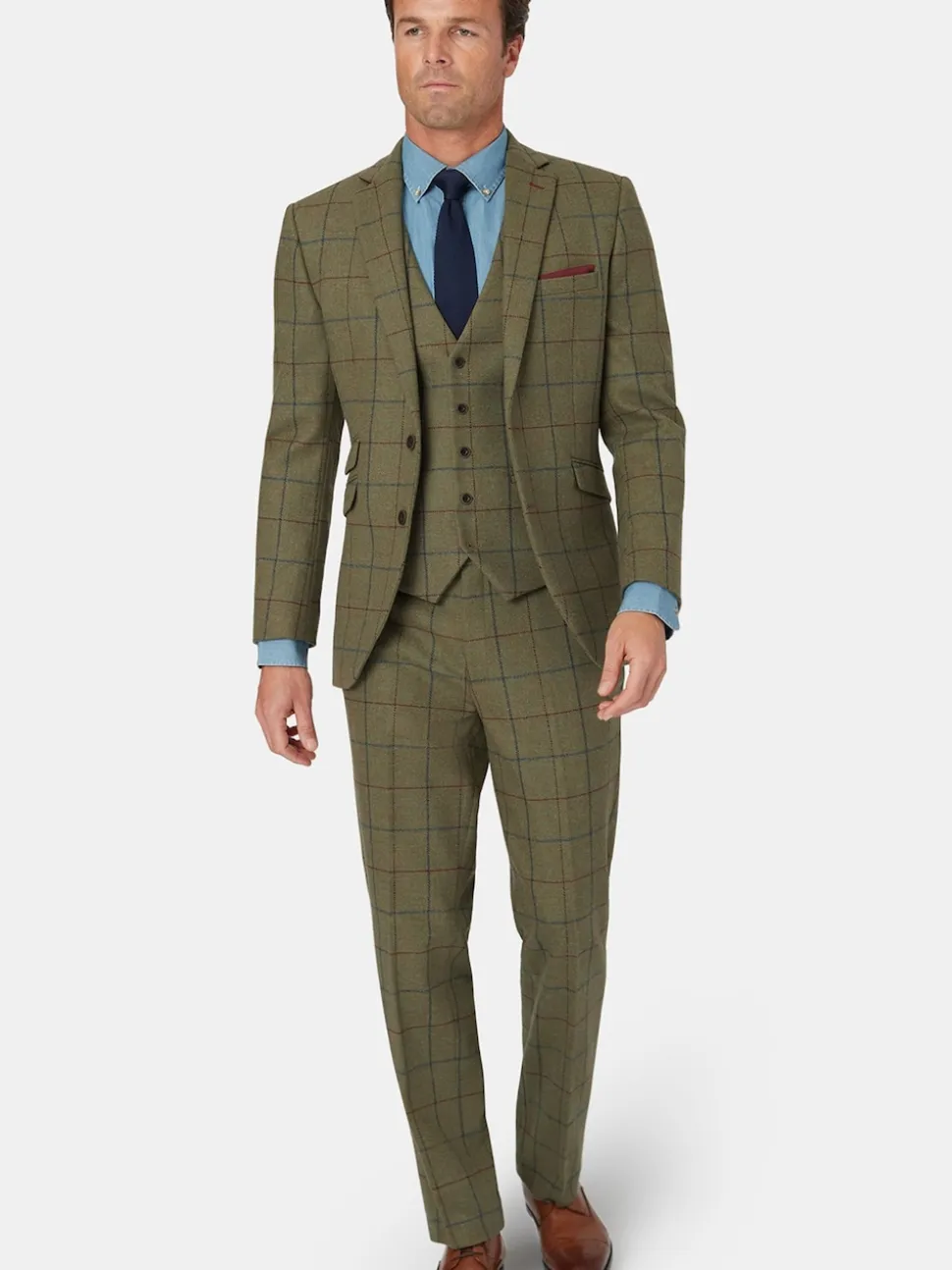Brook Taverner Green Check Wool Suit Jacket