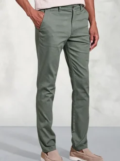 Brook Taverner Green Light Tailored Fit Textured Stretch Cotton Chinos