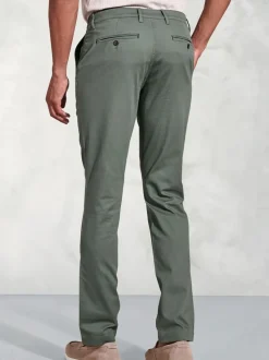 Brook Taverner Green Light Tailored Fit Textured Stretch Cotton Chinos