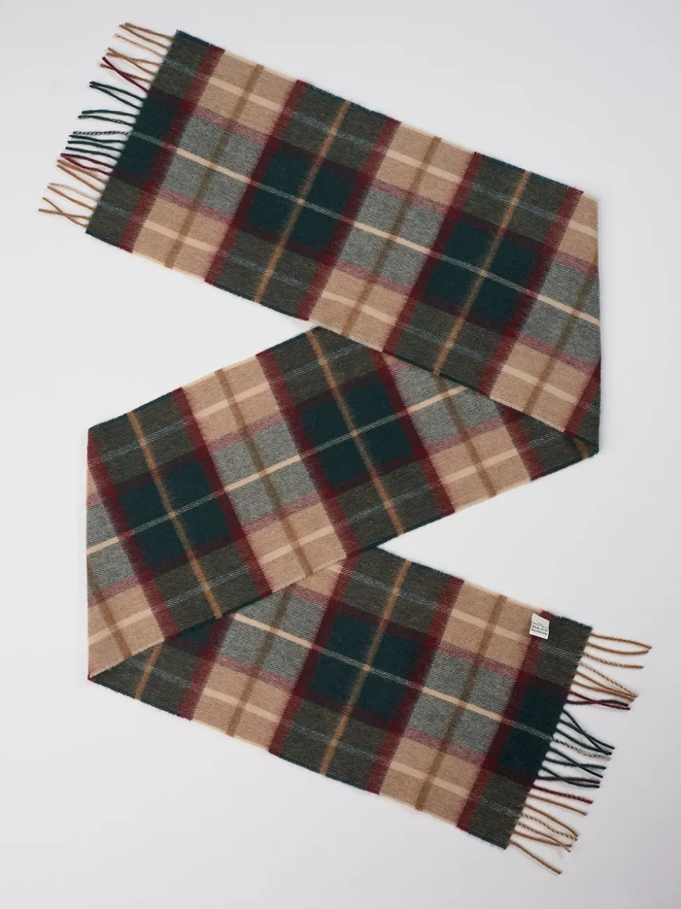Brook Taverner Green Pure Merino Lambswool Check Scarf