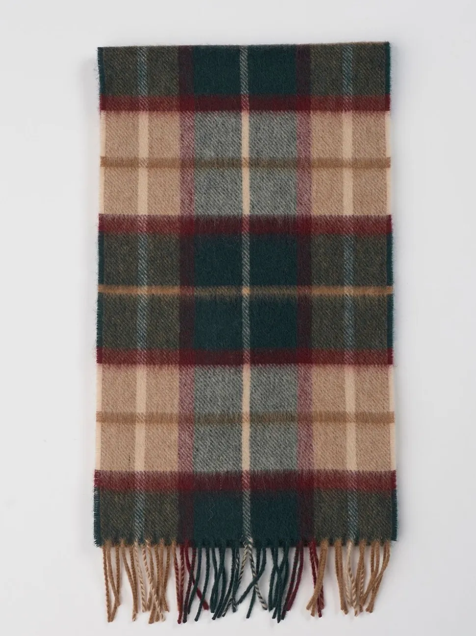 Brook Taverner Green Pure Merino Lambswool Check Scarf