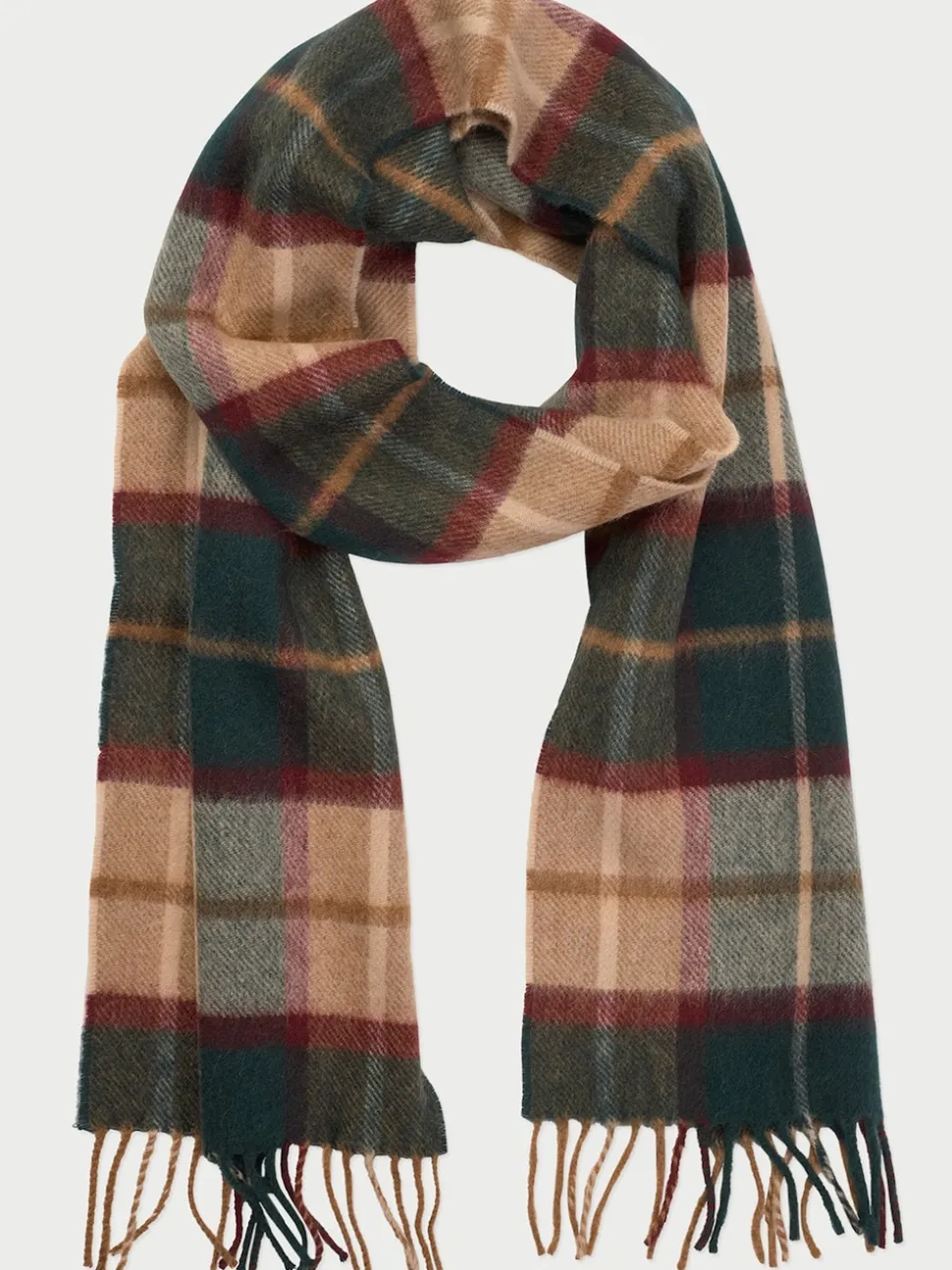 Brook Taverner Green Pure Merino Lambswool Check Scarf