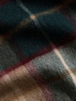 Brook Taverner Green Pure Merino Lambswool Check Scarf