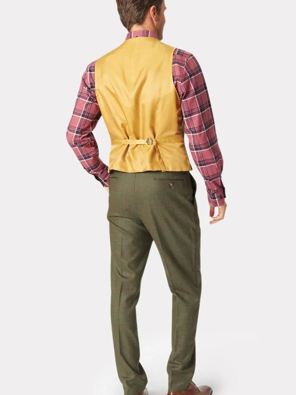 Brook Taverner Green Wool Check Suit Waistcoat