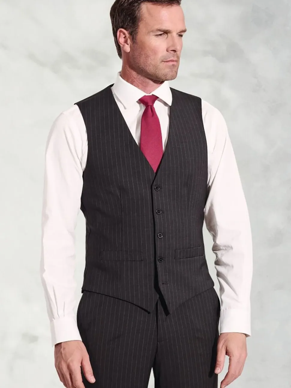 Brook Taverner Grey Black Plain Suit Waistcoat