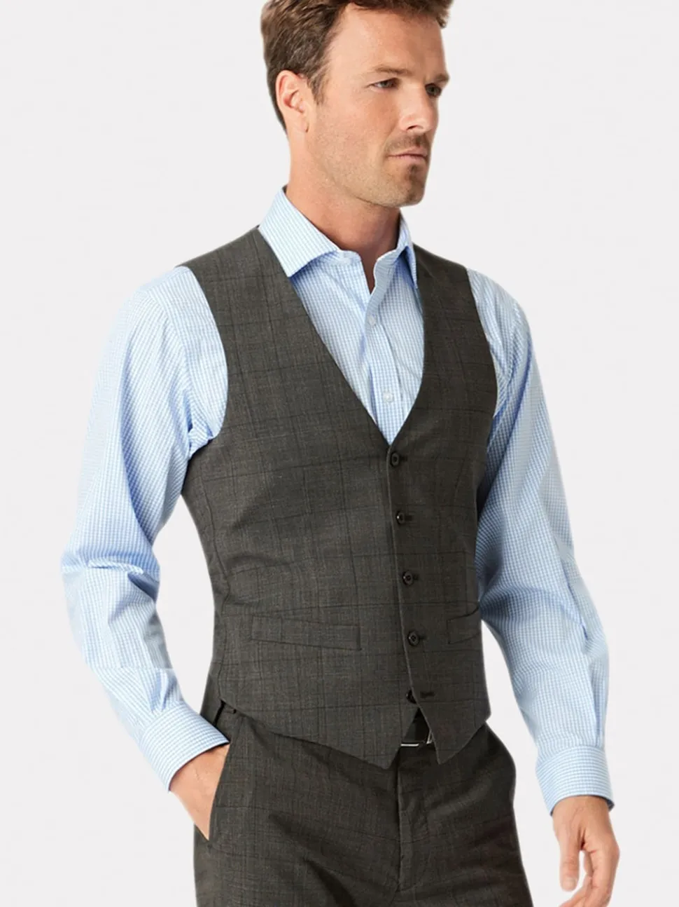 Brook Taverner Grey Check Washable Waistcoat