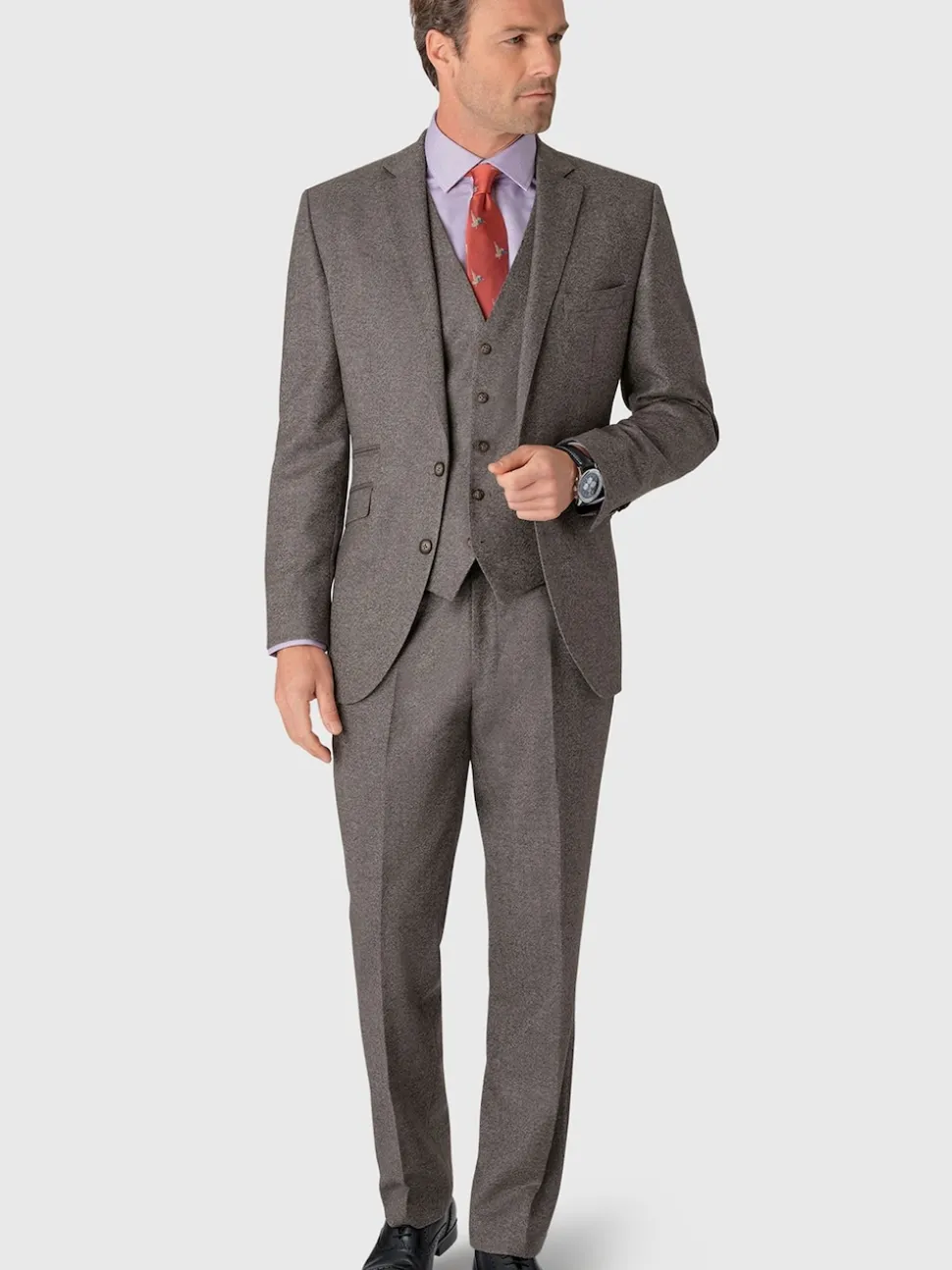 Brook Taverner Grey Donegal Wool Suit Jacket