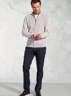 Brook Taverner Grey Ripple Stitch Zip Through 100% Cotton Cardigan
