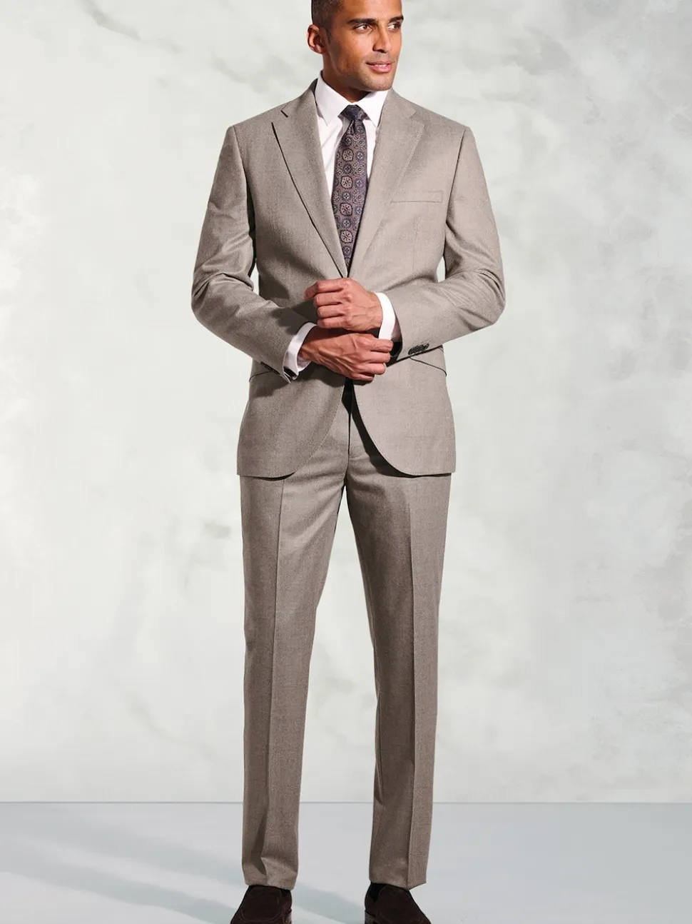 Brook Taverner Natural Italian Flannel Suit Jacket