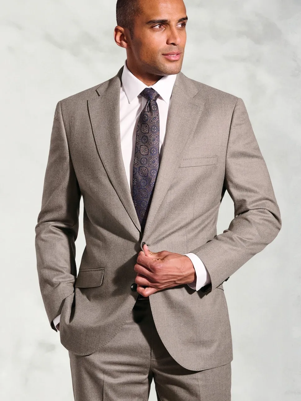 Brook Taverner Natural Italian Flannel Suit Jacket
