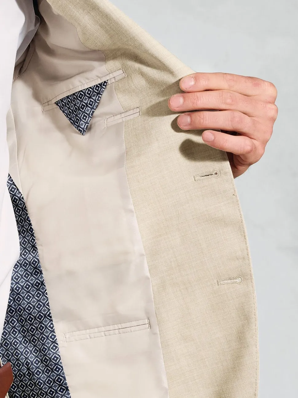 Brook Taverner Natural Linen Blend Mixer Suit Jacket