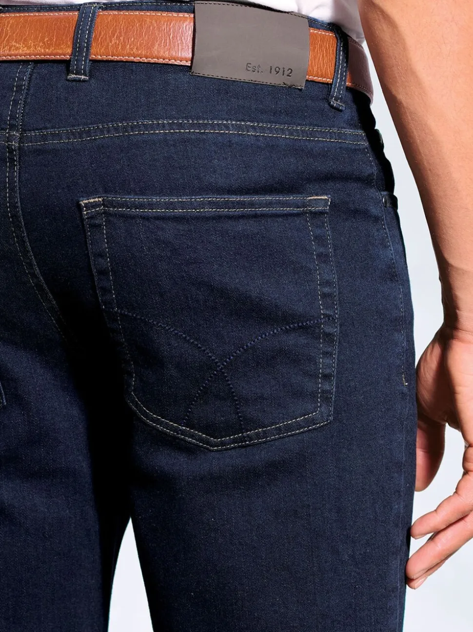 Brook Taverner Navy Blue Tailored Fit 5 Pocket Denim Jeans