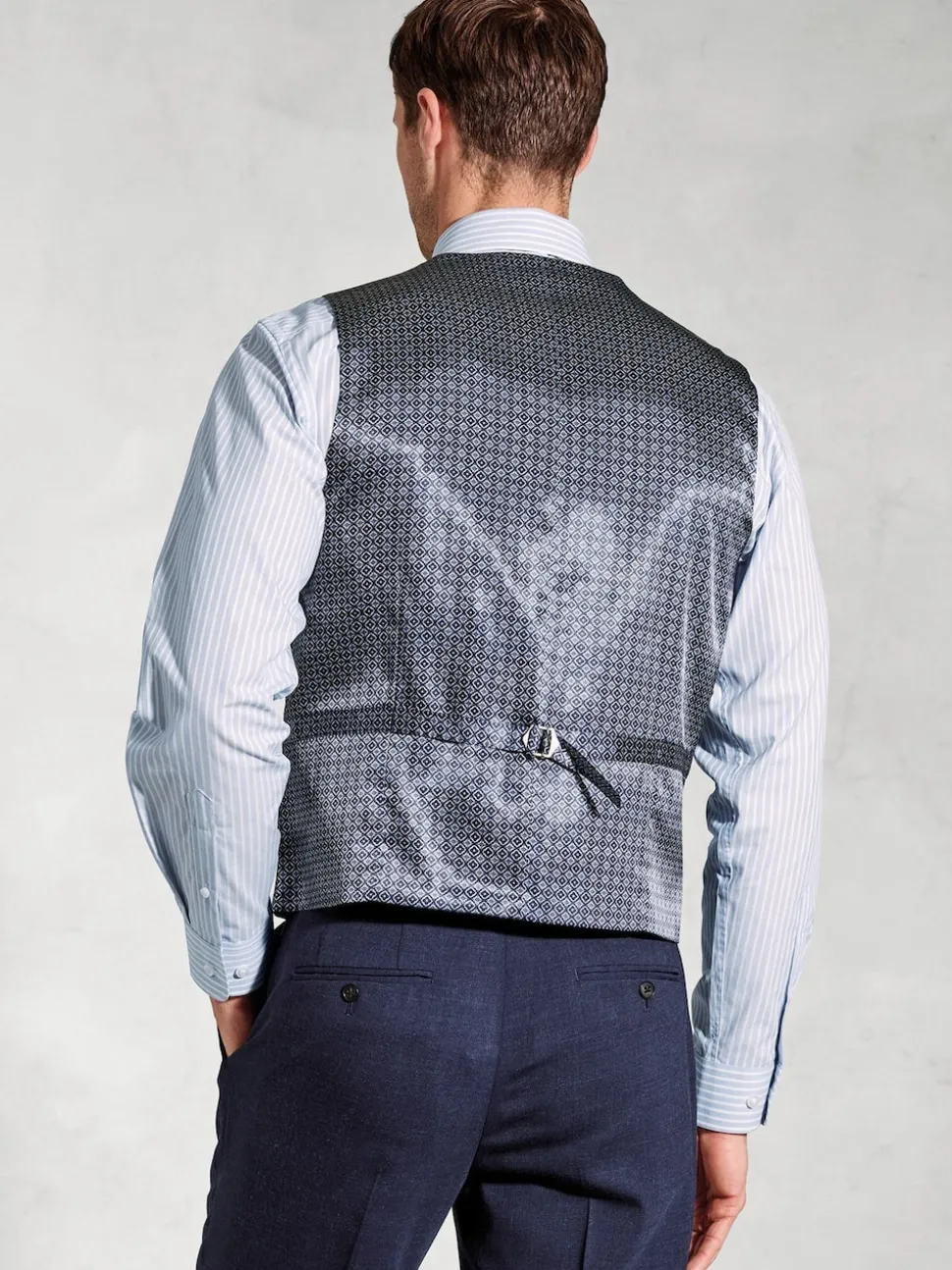 Brook Taverner Navy Linen Blend Mixer Suit Waistcoat