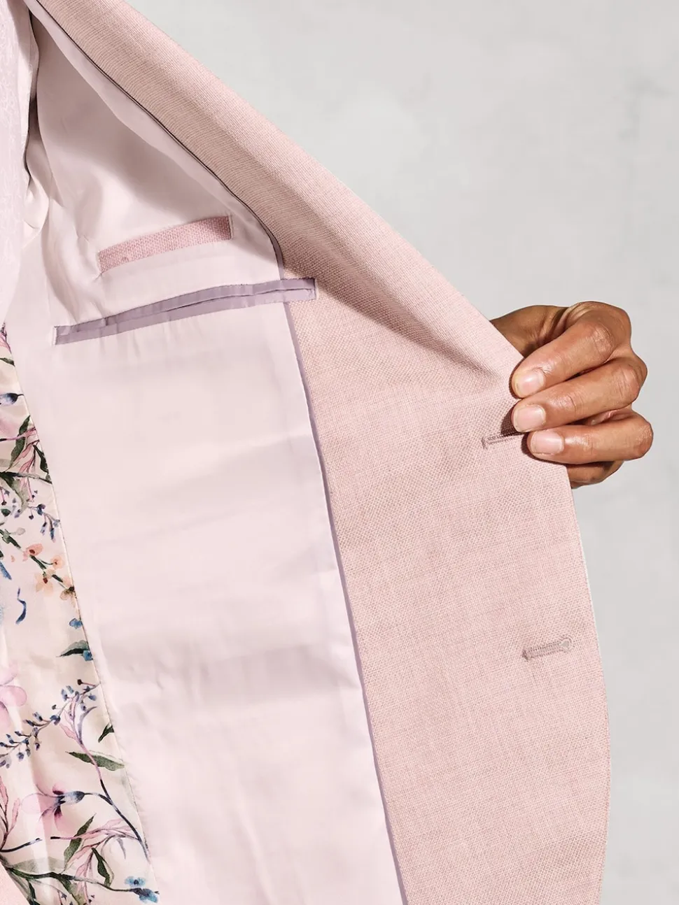 Brook Taverner Pink Textured Occasion Suit Jacket