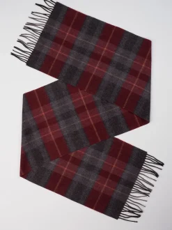 Brook Taverner Red Pure Lambswool Check Scarf