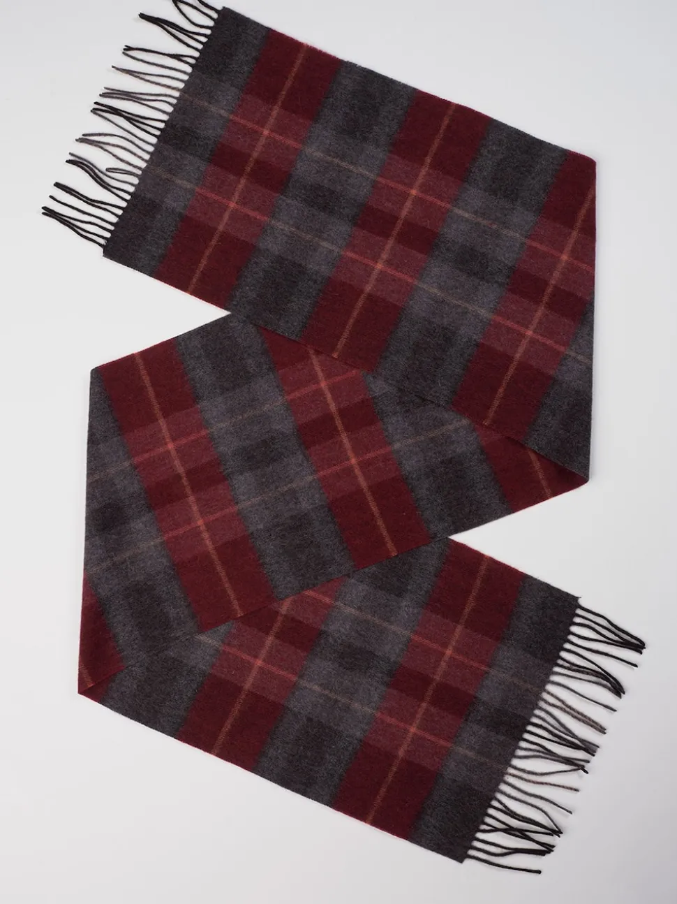 Brook Taverner Red Pure Lambswool Check Scarf
