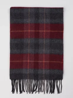 Brook Taverner Red Pure Lambswool Check Scarf