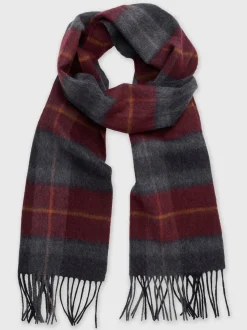Brook Taverner Red Pure Lambswool Check Scarf