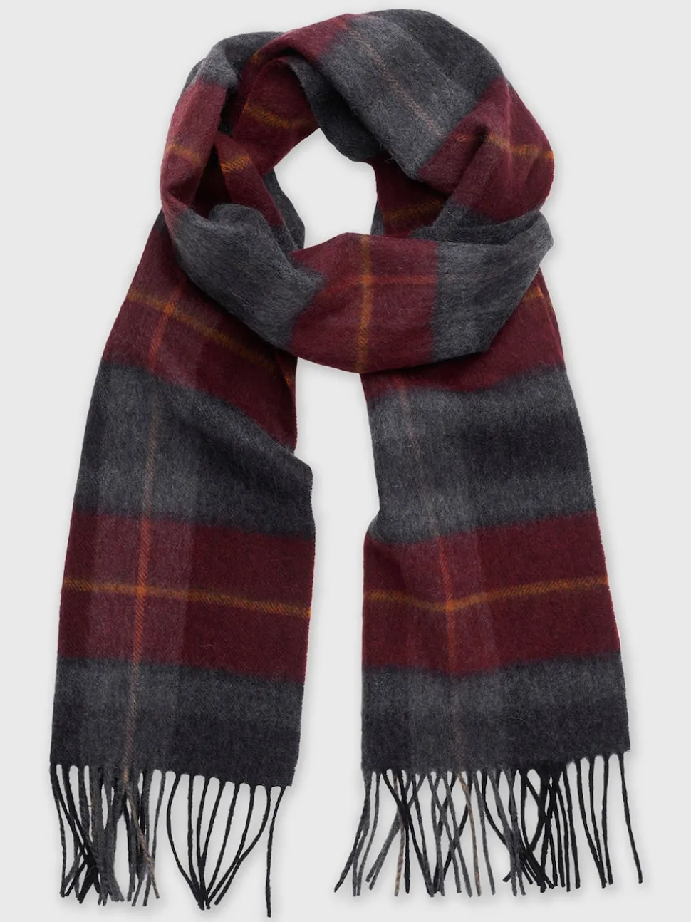 Brook Taverner Red Pure Lambswool Check Scarf