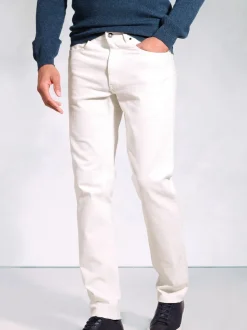 Brook Taverner White Tailored Fit 5 Pocket Denim Jeans