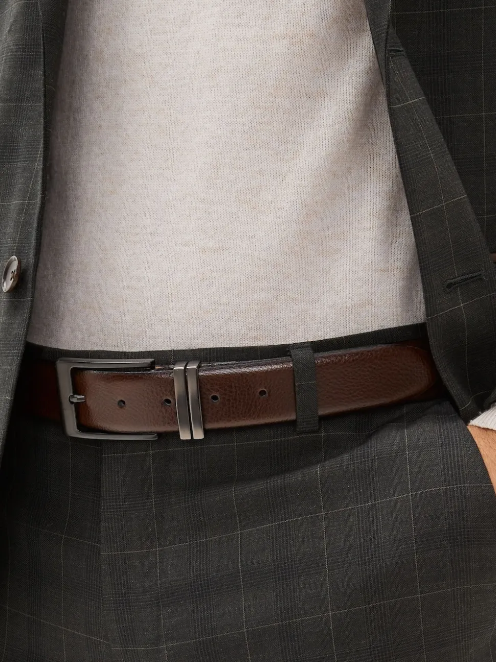 Brown 100% leather Signature Belt