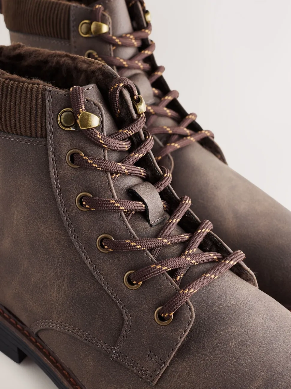 Brown Borg Lined Cord Trim Boots