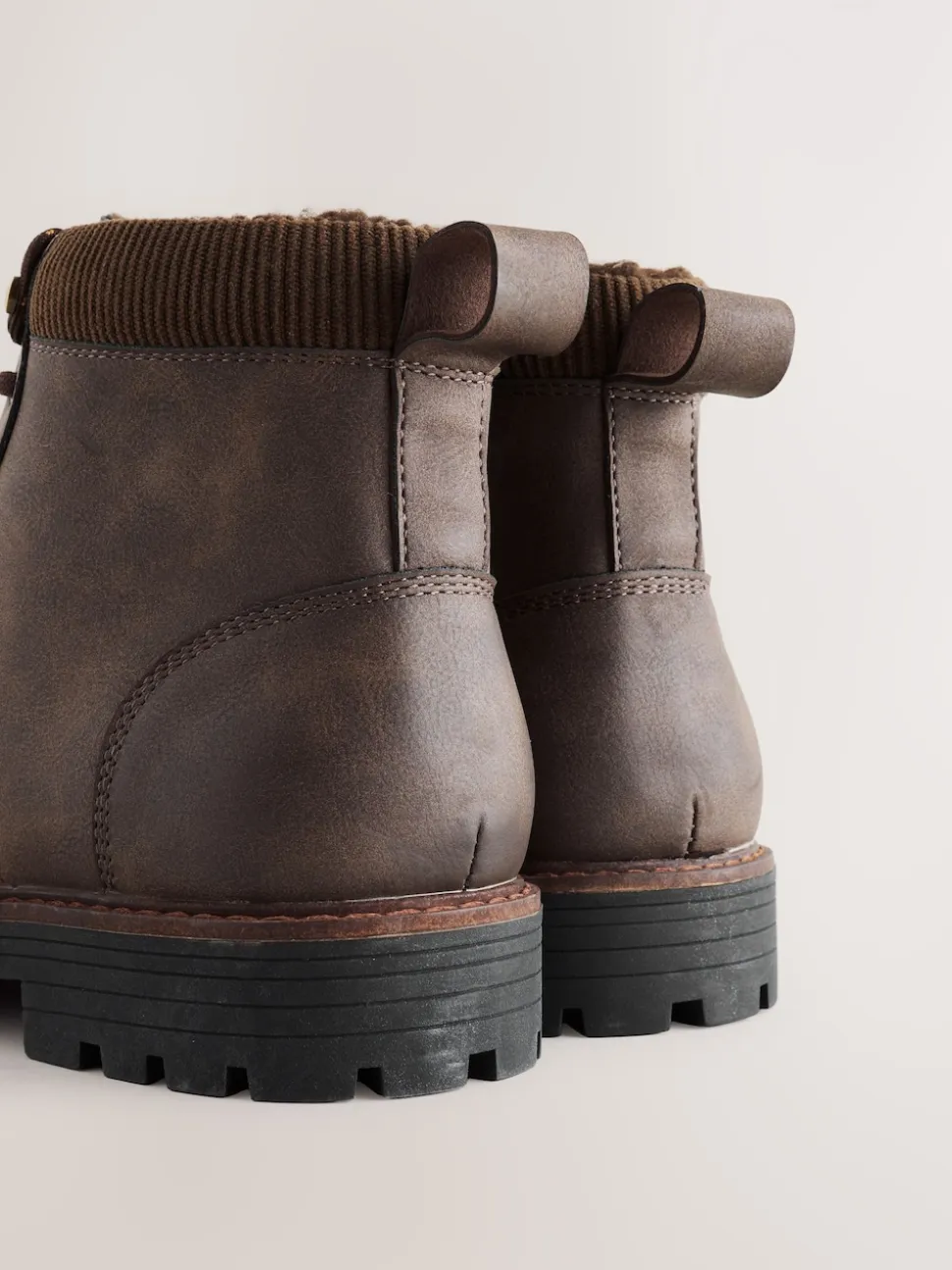 Brown Borg Lined Cord Trim Boots