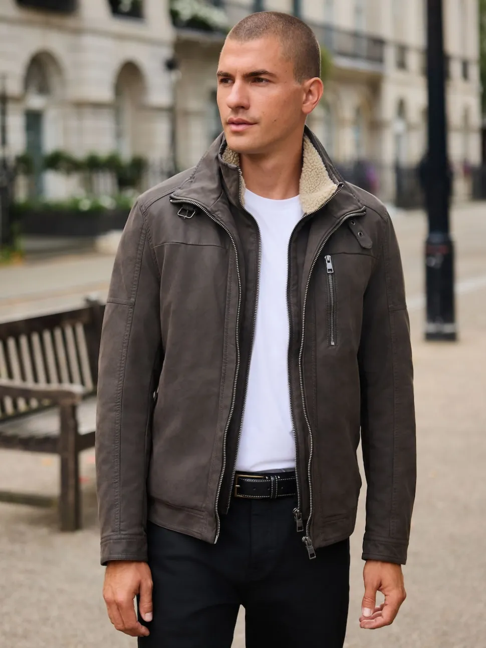 Brown Borg Lined Faux Leather Jacket