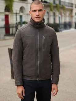 Brown Borg Lined Faux Leather Jacket