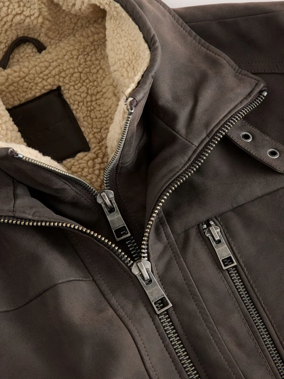 Brown Borg Lined Faux Leather Jacket