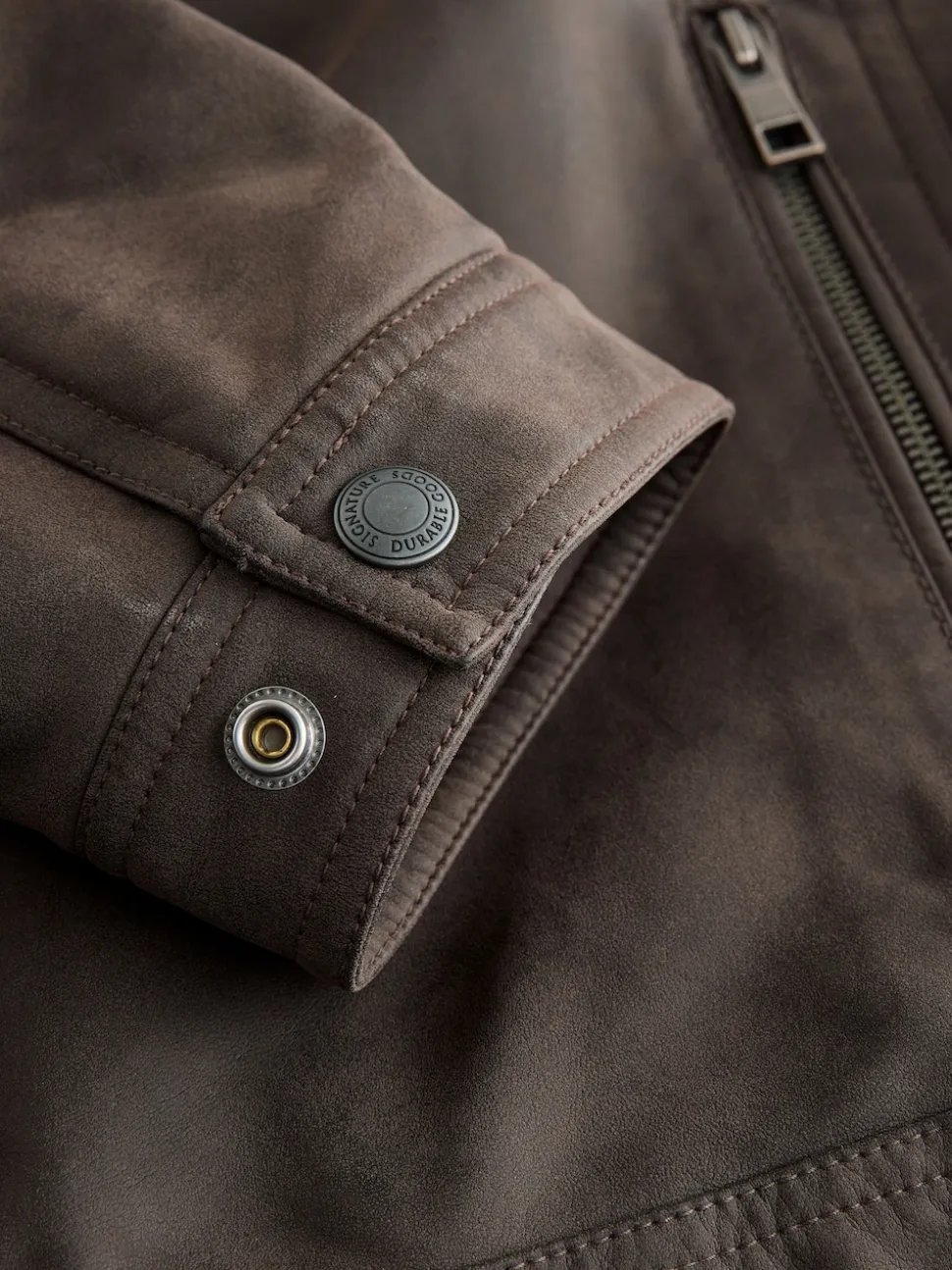 Brown Borg Lined Faux Leather Jacket