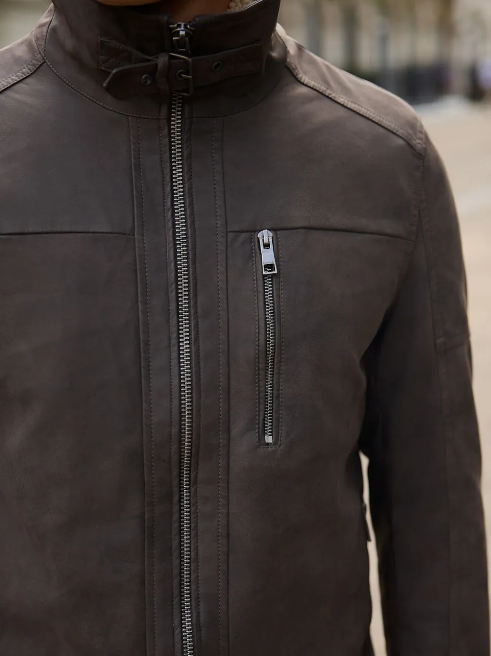 Brown Borg Lined Faux Leather Jacket