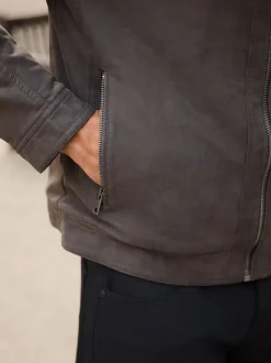 Brown Borg Lined Faux Leather Jacket