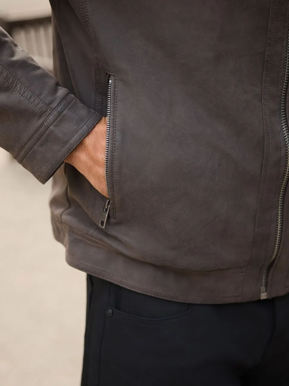 Brown Borg Lined Faux Leather Jacket