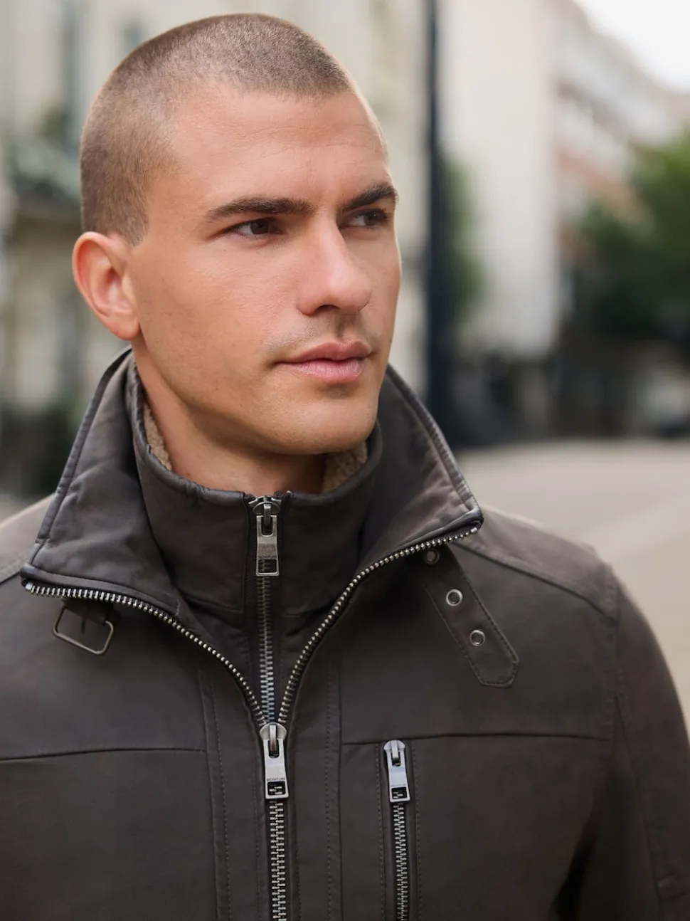 Brown Borg Lined Faux Leather Jacket
